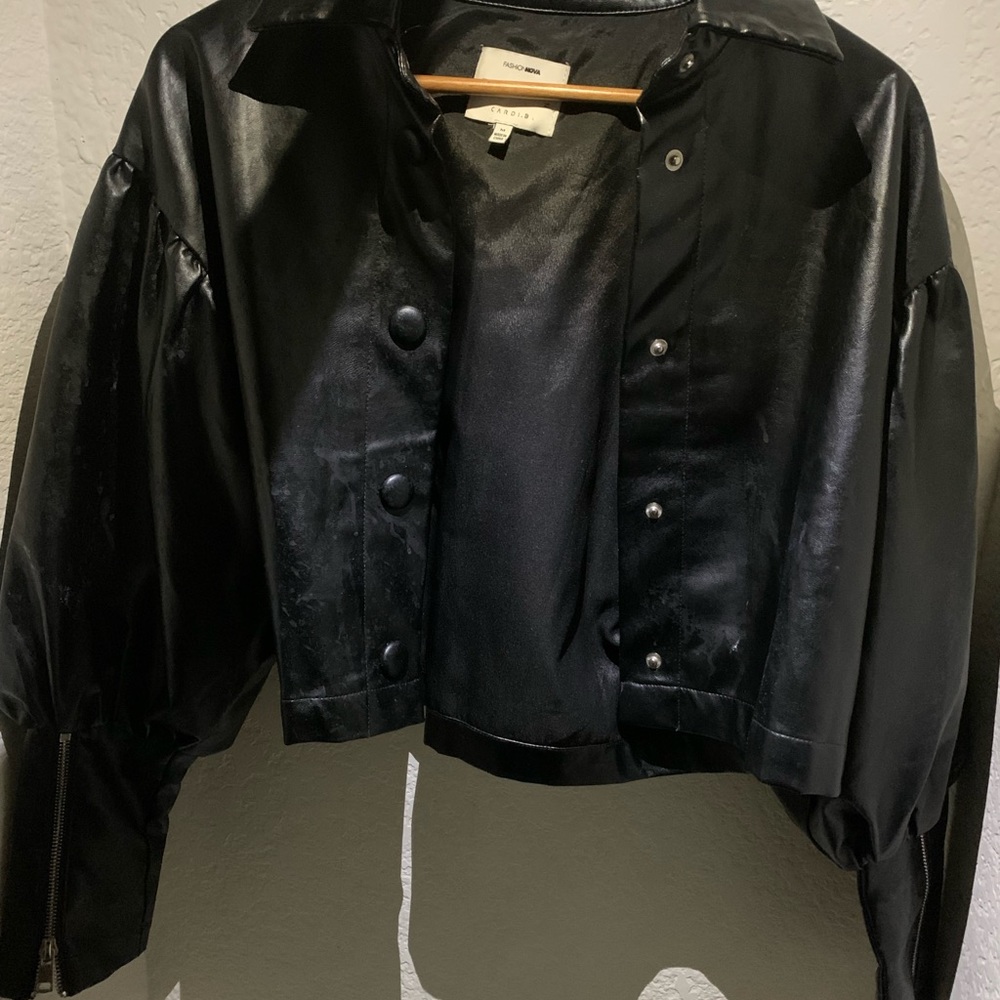 Fashion Nova Tease me baby vegan leather jacket
